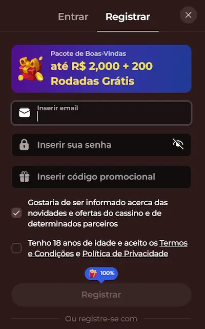 VinciSpin Entrar reg